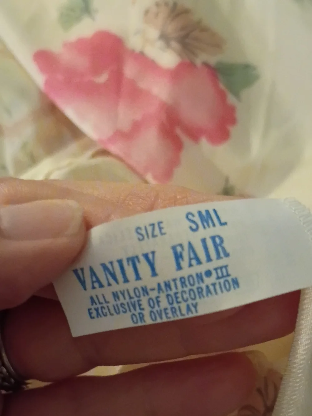 Vintage Floral Ivory & Pink Maxi Nightgown with Drawstring Waist
